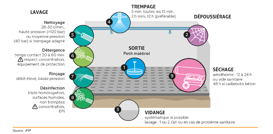 figure 1 les étapes nettoyage désinfection blog porc